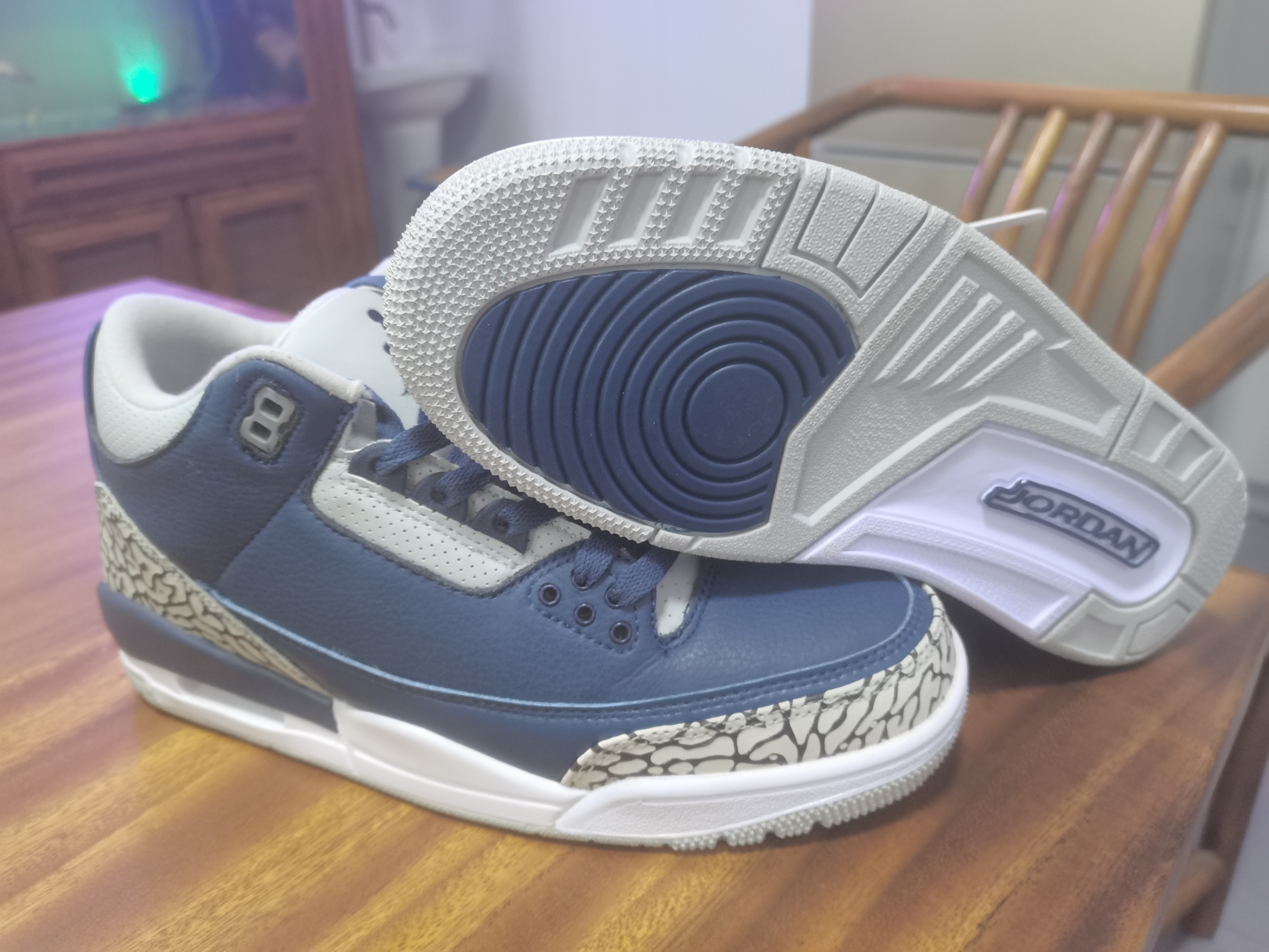 Air Jordan 3 Navy Blue Cement Grey